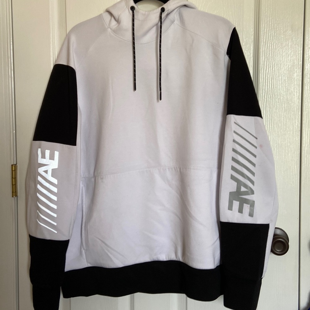 White and black American Eagle hoodie